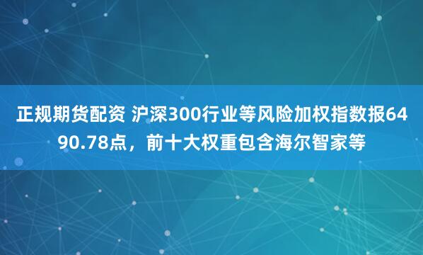 正规期货配资 沪深300行业等风险加权指数报6490.78点，前十大权重包含海尔智家等